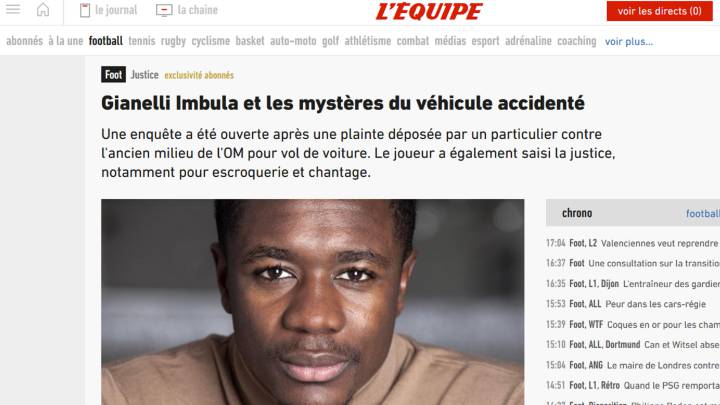Artículo de L'Equipe sobre Imbula, ex del Rayo.