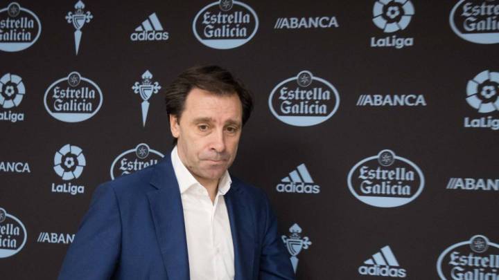 Felipe Miñambres, antes de una comparecencia en la sala de prensa de Balaídos.