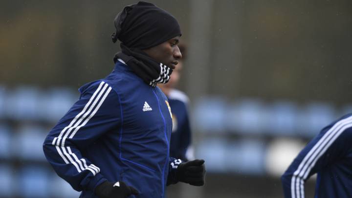 Ibra, en un entrenamiento con el Oviedo.