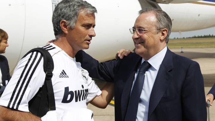 José Mourinho cony Florentino Pérez: se cumplen diez años de la llegada del técnico portugués al Real Madrid.