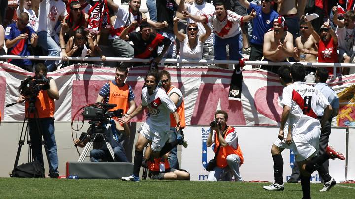 Trejo celebra su gol al Xerez.