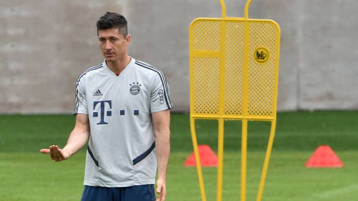 Lewandowski, en un entrenamiento.