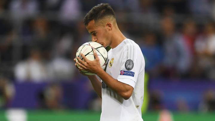 Lucas Vázquez, en los instantes previos al lanzamiento en la final de Milán.