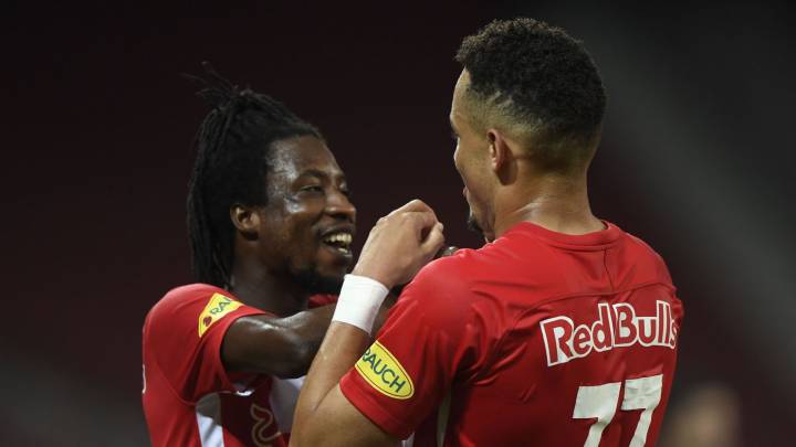 Okafor celebra su gol en la final de la Copa de Austria.