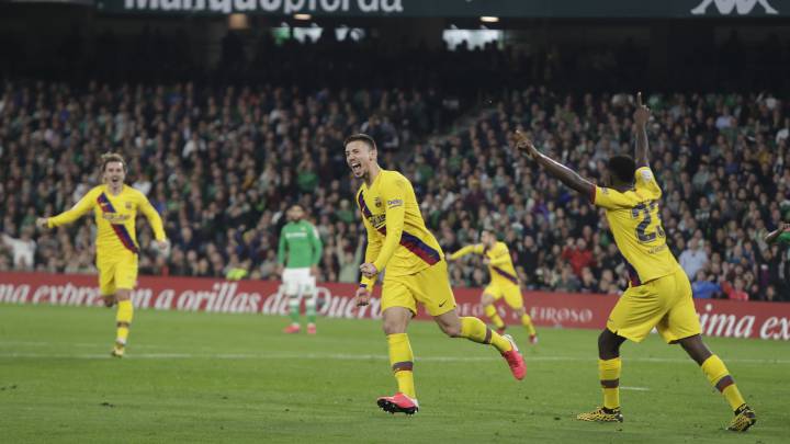 09/02/20 PARTIDO PRIMERA DIVISION BETIS - BARCELONA TERCER GOL CLEMENT LENGLET 2-3 ALEGRIA