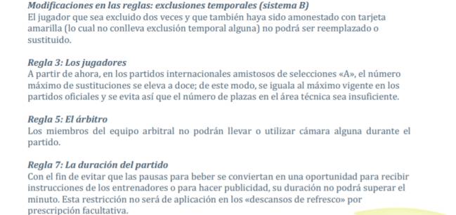 El acta de los nuevos cambios del reglamento de la IFAM en 2018: respecto al árbitro solo se debatió sobre el uso de cámaras.