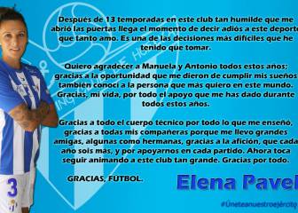 Elena Pavel cuelga las botas tras trece temporadas en Huelva