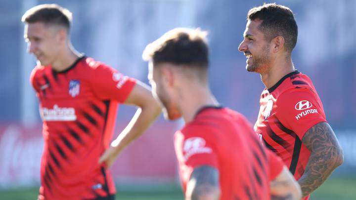 Vitolo en una sesión del Atlético el fin de semana pasado, antes de lesionarse. Hoy, pruebas medicas.
