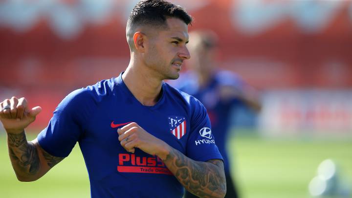 Vitolo, en el entrenamiento del Atlético.