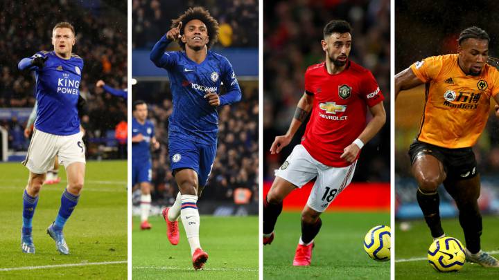 Vardy, Willian, Bruno Fernandes y Adama Traoré.