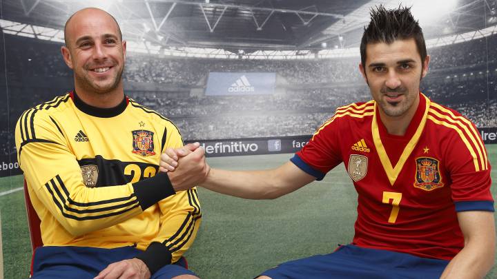 Villa y Reina, en una concentración con la Selección.