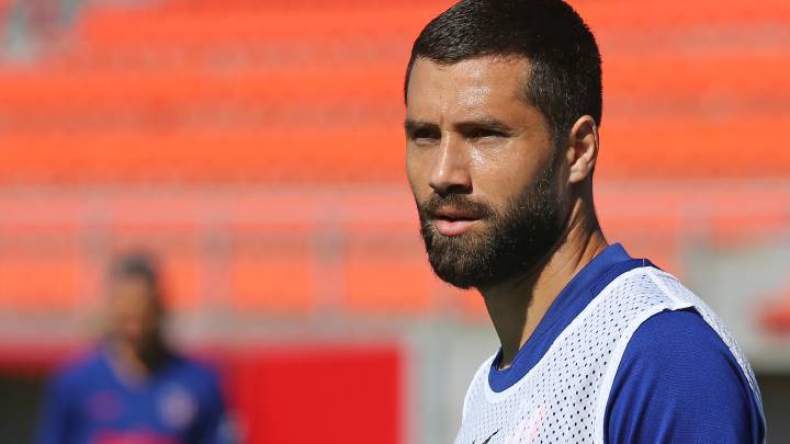 Felipe durante el entrenamiento del Atlético.