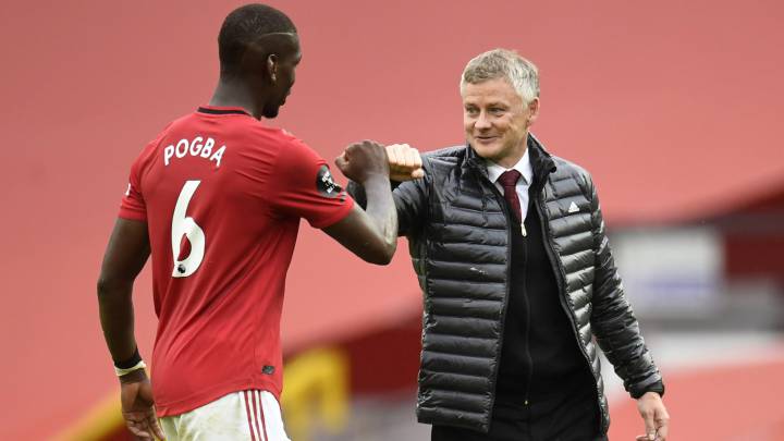 Pogba y Solskjaer.
