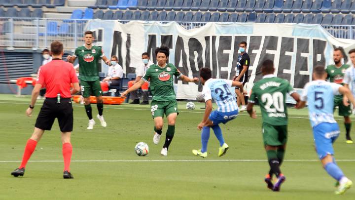 Gaku Shibasaki en el Málaga - Deportivo