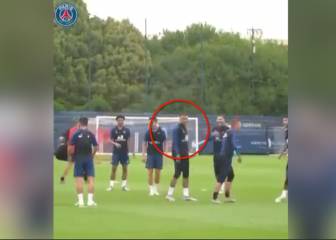 Mbappé al ver que se grabó el caño que le hizo Neymar