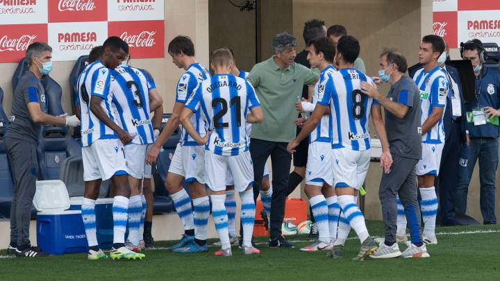 La Real Sociedad, durante el 'cooling brake'.