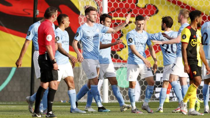 El City celebra un gol.