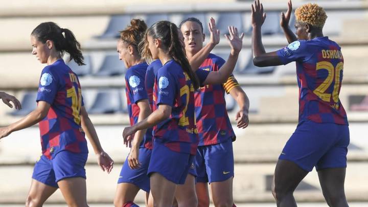 Oshoala celebra uno de los goles.