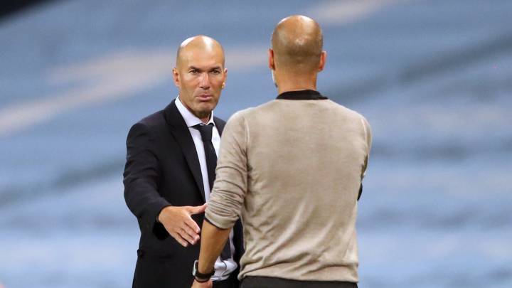 Zidane y Guardiola se saludaron cariñosamente al final.