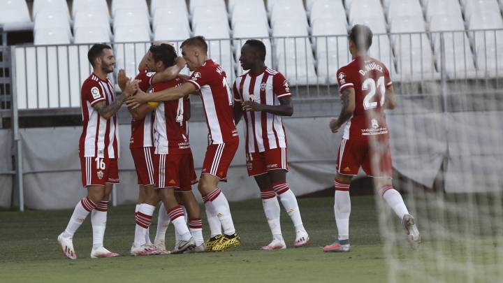 El Almería celebra un gol de esta temporada.