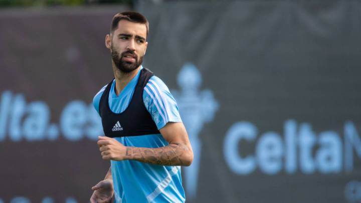 Brais Méndez, durante un entrenamiento del Celta en A Madroa.