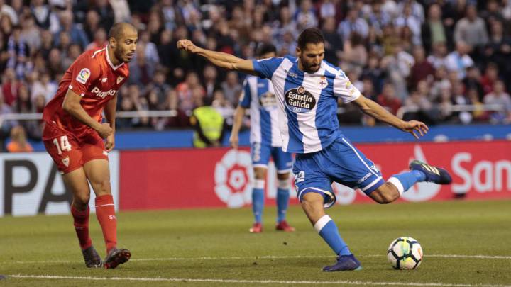 Borges en un partido con el Deportivo