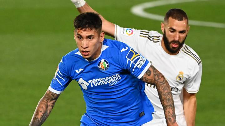 Mathías Olivera con el Getafe.
