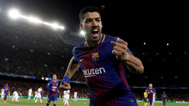 Luis Suárez jugando con el Barcelona