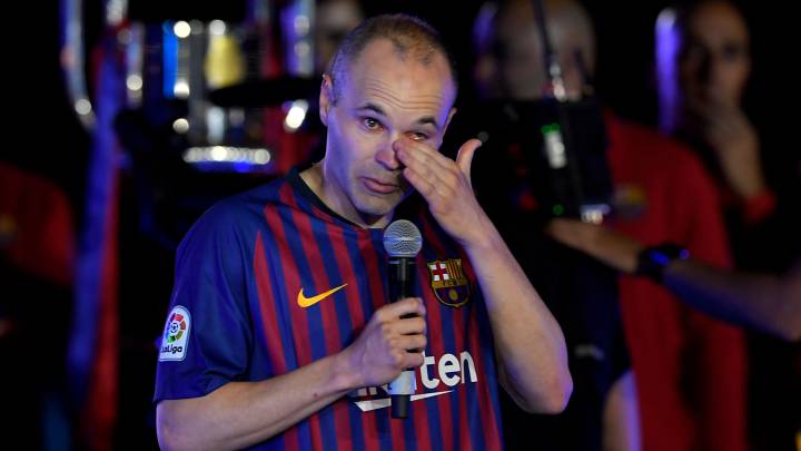 Iniesta, en su despedida con el Barça.