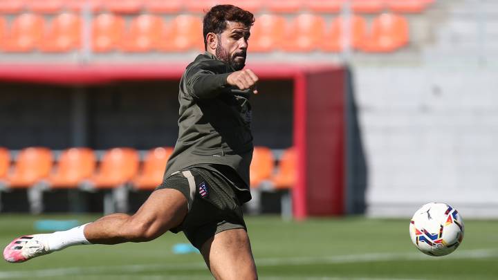 Diego Costa, en un entrenamiento del Atlético.