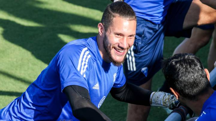 Ledesma, en un entrenamiento con el Cádiz.