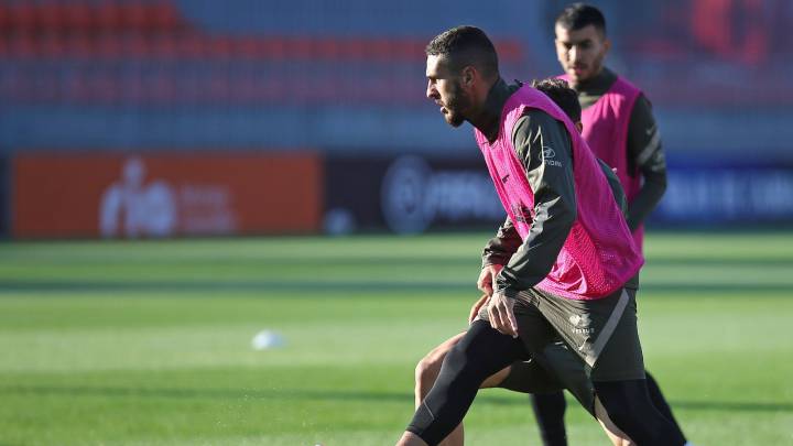 Koke entrenando con el Atlético