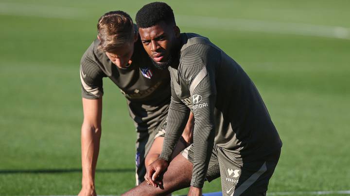 Lemar y Llorente entrenando con el Atlético