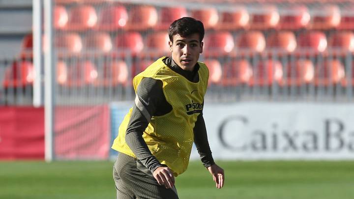 Manu Sánchez durante un entrenamiento del Atlético.