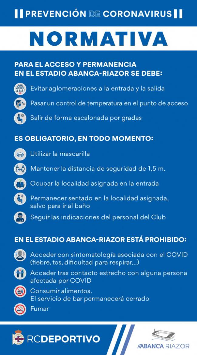 Normas de acceso a Riazor para el Deportivo - Salamanca