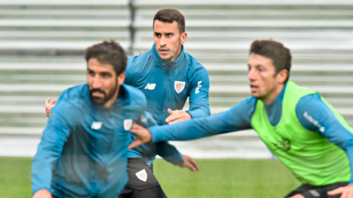 Berenguer, durante un entrenamiento con el Athletic.