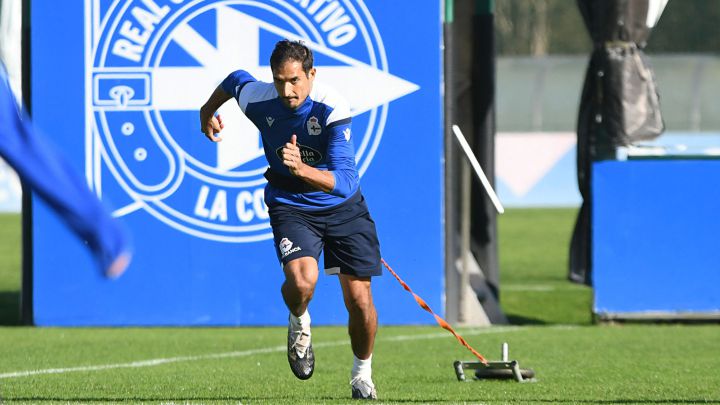 Borges, en un entrenamiento del Deportivo.