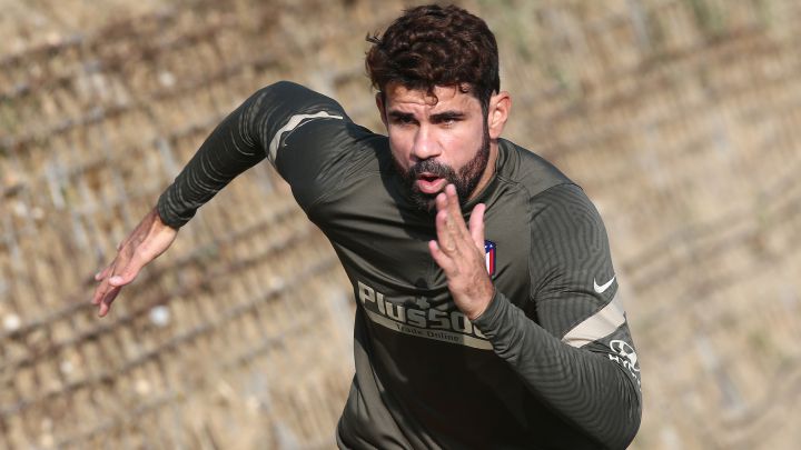 Diego Costa, en un entrenamiento del Atlético