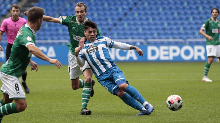 Nacho González, en el último partido del Deportivo ante el Coruxo.