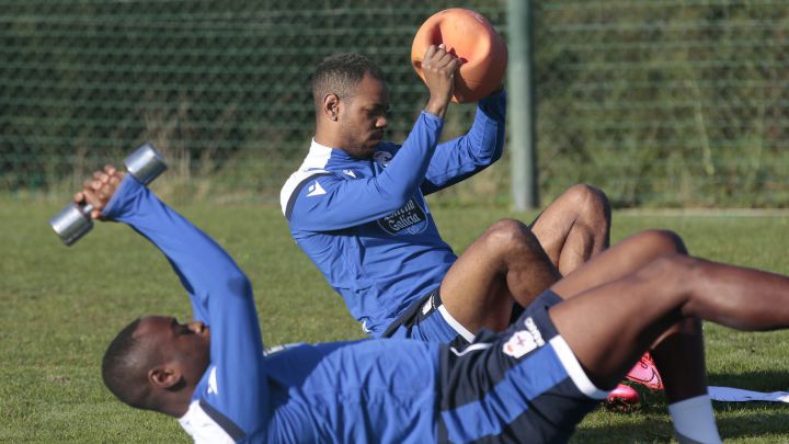 Diego Rolan, en un entrenamiento del Deportivo.