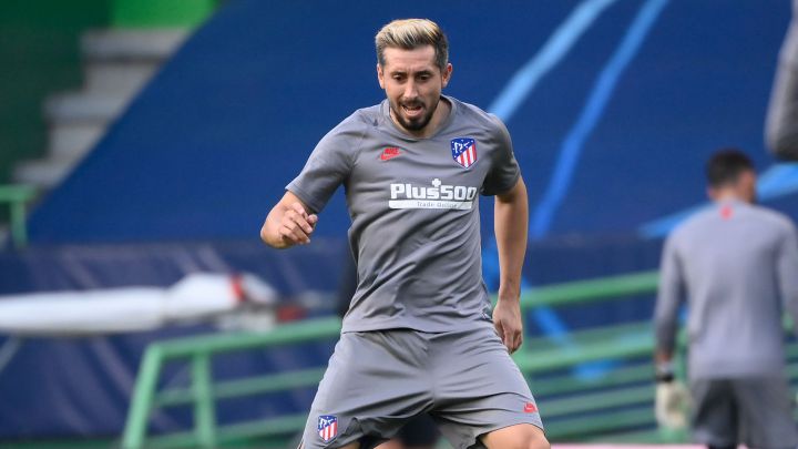 Héctor Herrera, durante un entrenamiento con el Atlético.