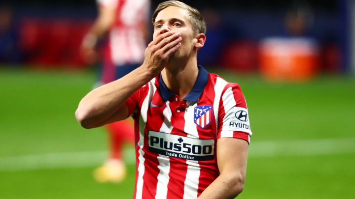 Marcos Llorente, jugador del Atlético, durante el encuentro ante el Barça.