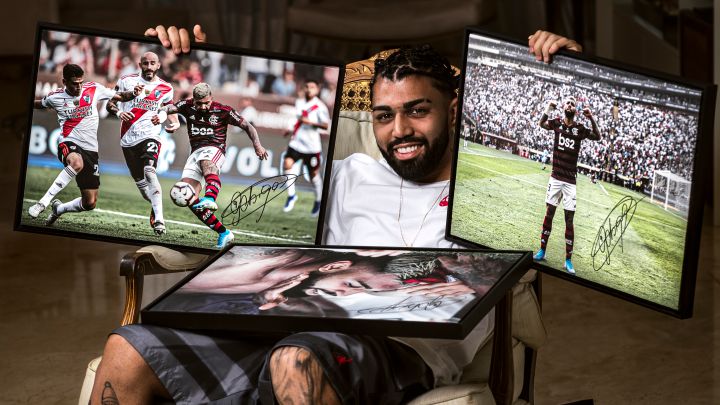 Gabigol con sus cuadros