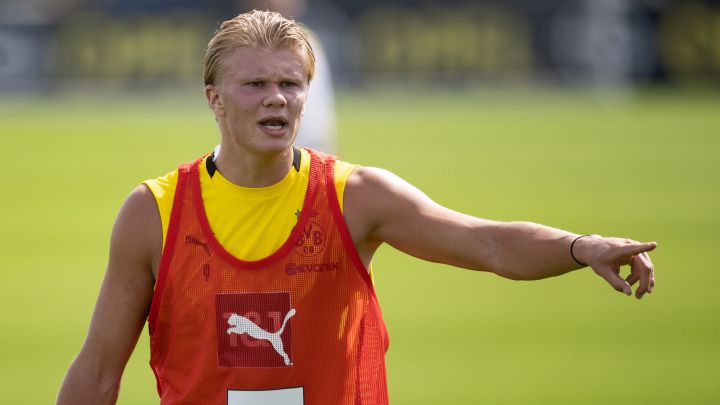 Haaland, en un entrenamiento con el Dortmund.