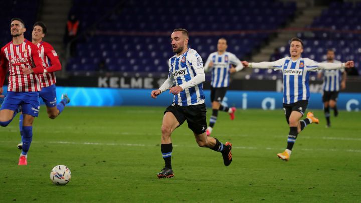 El gol de Darder para el Espanyol ante el Sporting.