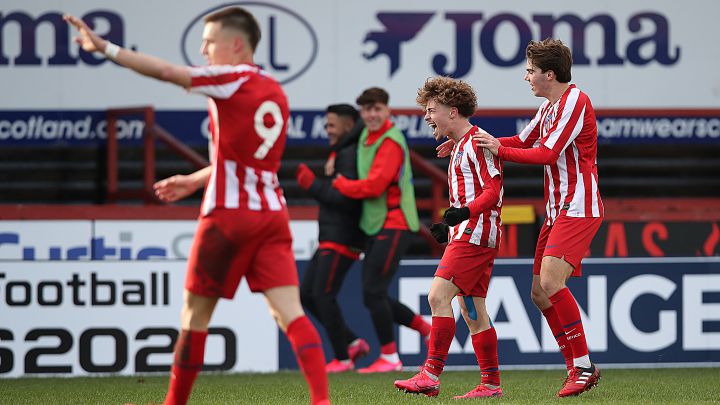 El juvenil A del Atlético, durante un partido de la pasada Youth League.
