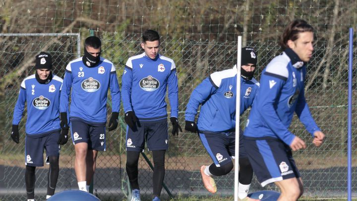 El Deportivo se entrenó esta mañana en Abegondo.