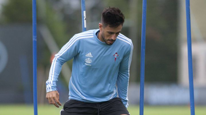 David Costas durante un entrenamiento con el Celta