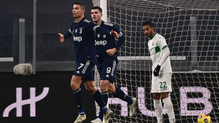 Cristiano y Morata durante el partido de la Juventus contra el Sassuolo.