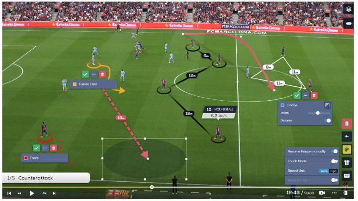 La herramienta de videoanálisis de Métrica Sports.